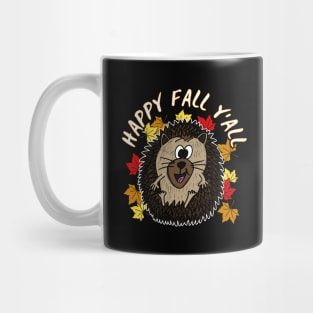 Happy Fall Y'All Hedgehog Leaves Autumn October Mug